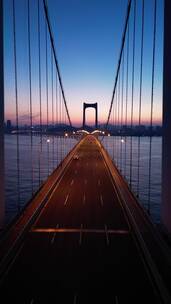 大连星海湾跨海大桥车流夜景航拍拍竖屏4kP1