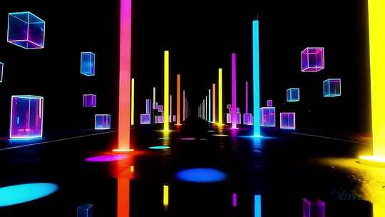 4k绚丽霓虹光柱霓虹穿梭背景合集
