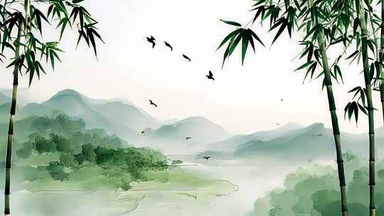 唯美山水风景飞鸟航拍素材