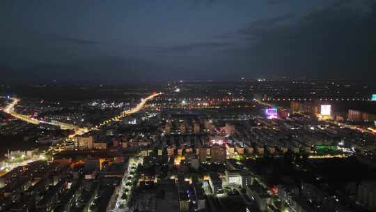 甘肃张掖城市大景夜景灯光航拍