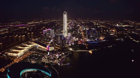 中国江苏苏州湖东商业区夜景视频素材模板下载