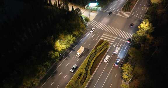 包头市建华路夜景航拍