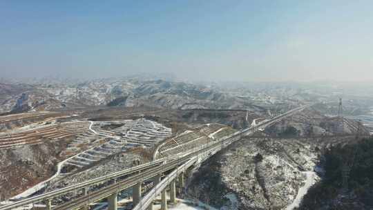 4K航拍北方雪景农村