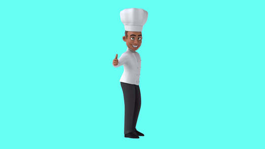 有趣的3D卡通厨师，拇指上下（包括alp
