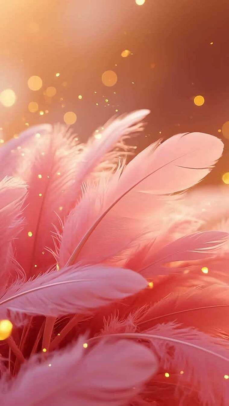粉色羽毛与光斑背景素材