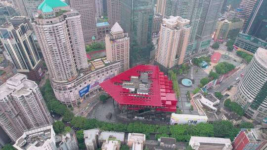 4k航拍阴雨天的重庆主城区