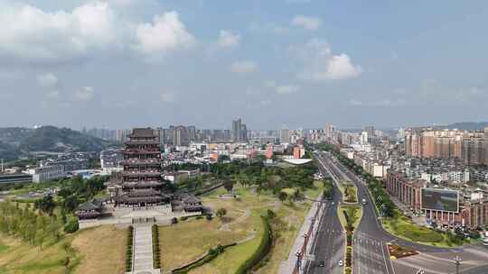 宜宾大溪口城市公园宜宾东楼航拍