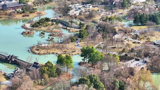 航拍瘦西湖风景区大明寺观音山园林寺庙