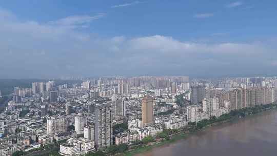 航拍四川乐山城市建设乐山大景