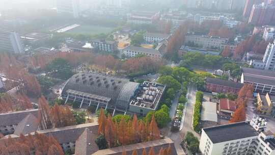 上海杨浦区同济大学本部航拍校园风景风光