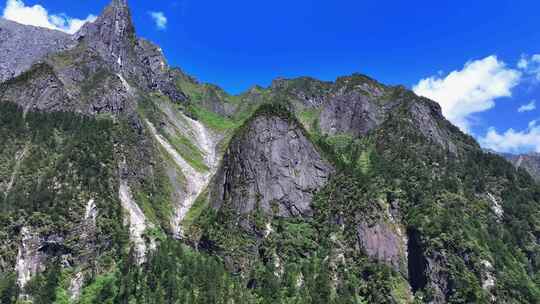 航拍四川甘孜磨西镇燕子沟高山岩层地质