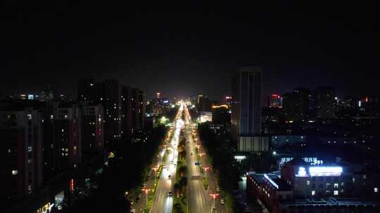 山东潍坊城市夜景交通航拍视频素材模板下载