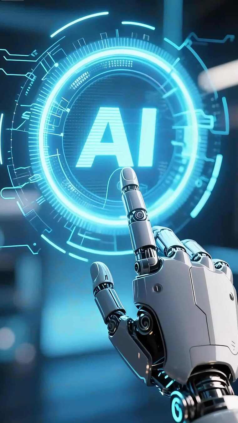 机械手指点击AI虚拟界面