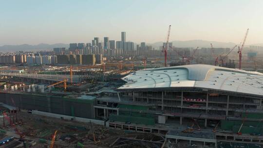 4K航拍 建设中的杭州西站枢纽工程