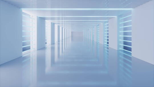 白色室内未来感隧道3D渲染