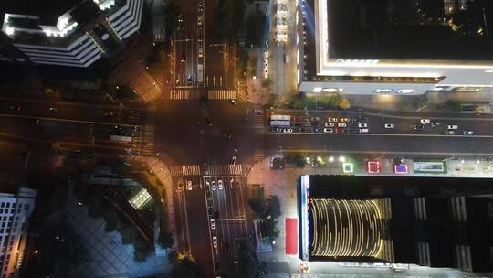 无锡夜景市中心三阳广场4K航拍夜景视频素材模板下载