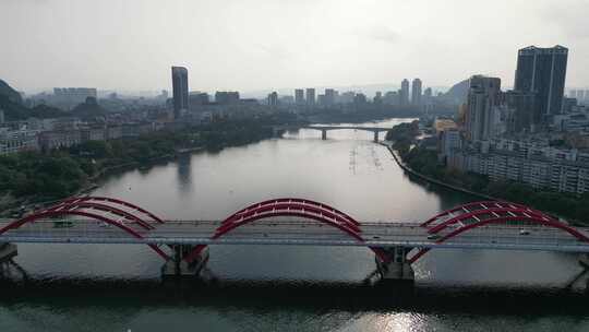 广西柳州文惠桥航拍视频素材模板下载