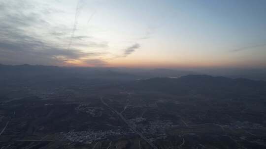 航拍 夕阳 日落 山川