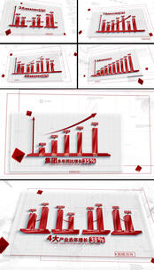 红色简洁科技企业数据柱状图展示AE模板高清AE视频素材下载