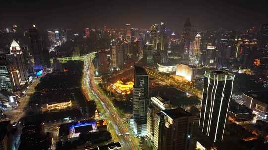 上海外滩陆家嘴夜景航拍延时黄浦区浦东新区