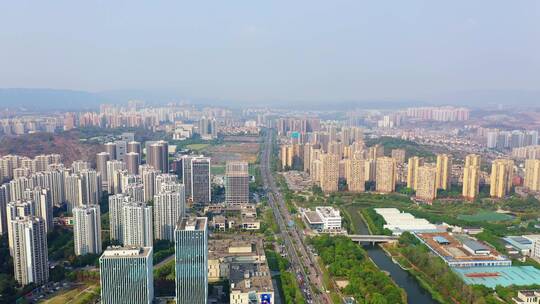 4K重庆航拍重庆南岸茶园新城区茶园空镜头视频素材模板下载