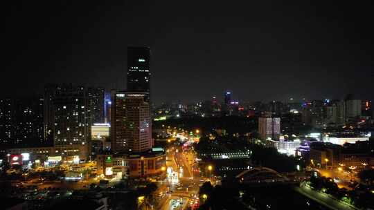 安徽合肥城市夜景交通大景航拍