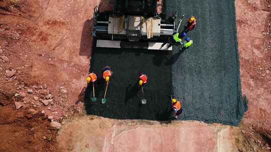 道路工程，铺设沥青视频素材模板下载