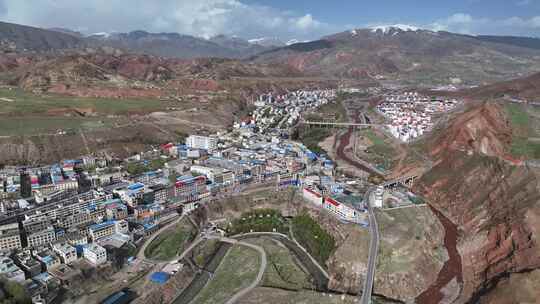 西藏昌都丁青县城市航拍建筑风光