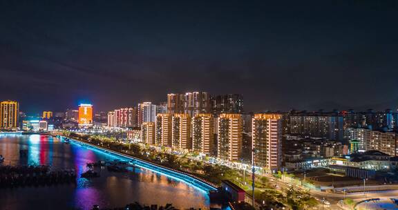 汕尾城市风光夜景航拍