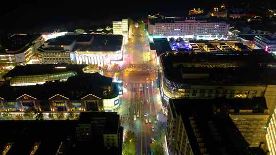 杭州西湖景区平海路龙翔桥夜景车流延时