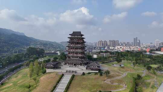 四川宜宾宜宾东楼地标建筑航拍