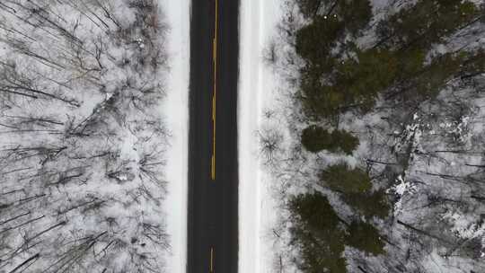 特写被大雪覆盖的公路