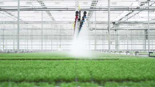 温室大棚内机械喷洒作业