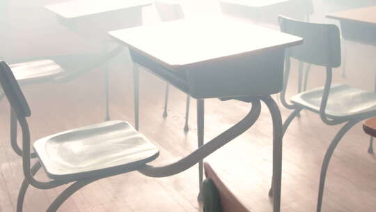 教室桌子建立镜头缩小