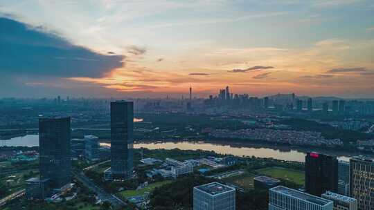 广州官洲生物岛日落夜景延时