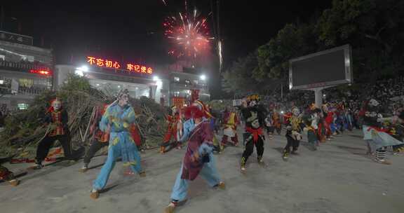 非遗潮汕英歌舞夜晚 中华传统民俗表演