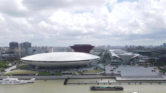 上海梅赛德斯奔驰文化中心4K航拍视频素材模板下载