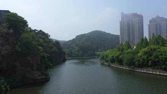 航拍大连旅顺塔河湾