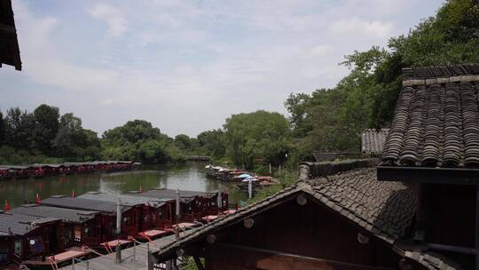 杭州西溪国家湿地公园周家村码头视频素材模板下载