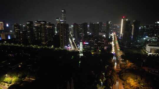 广州城市夜景灯光航拍