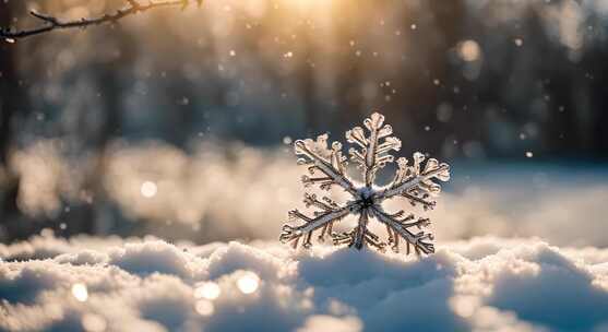 雪粒子人雪山 全景 雪景 雪花自然风光 冬天