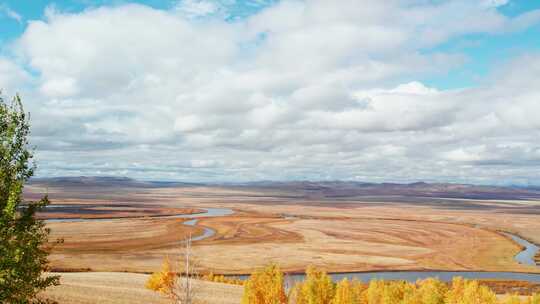 秋天呼伦贝尔中俄边境边防公路卡线沿途风景