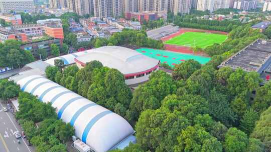 成都外国语学校教学楼操场体育馆建筑航拍