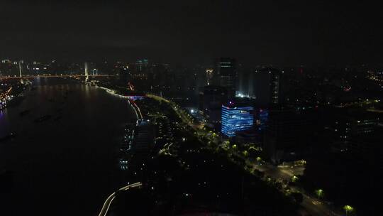 上海世博园黄浦江夜景4K航拍