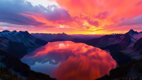 长白山天池夕阳彩霞4K