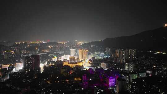 四川达州夜景达州大景航拍