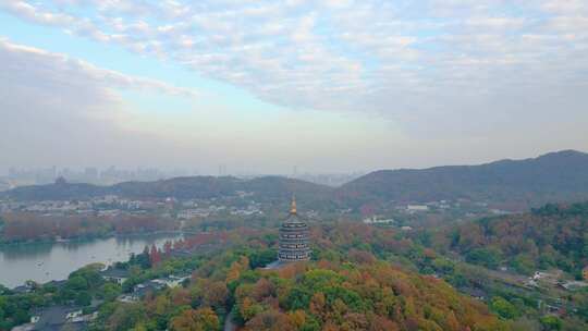 杭州西湖景区雷峰塔风景航拍