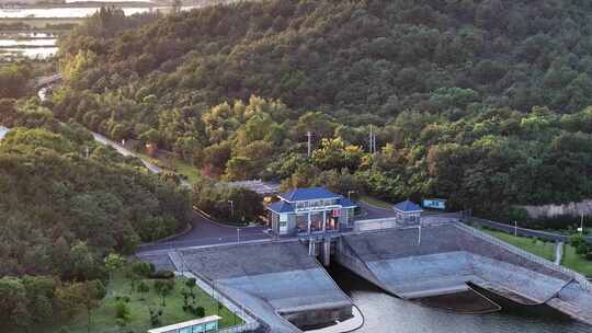 溧阳 天目湖 大溪水库 水电站 乡村晚霞