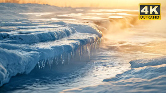 长白山天池池水湖水结冰大自然唯美风景