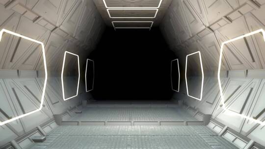 外星人船上走廊的3D动画